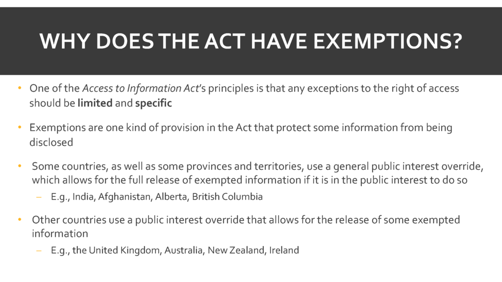 Why does the act have exemptions?
