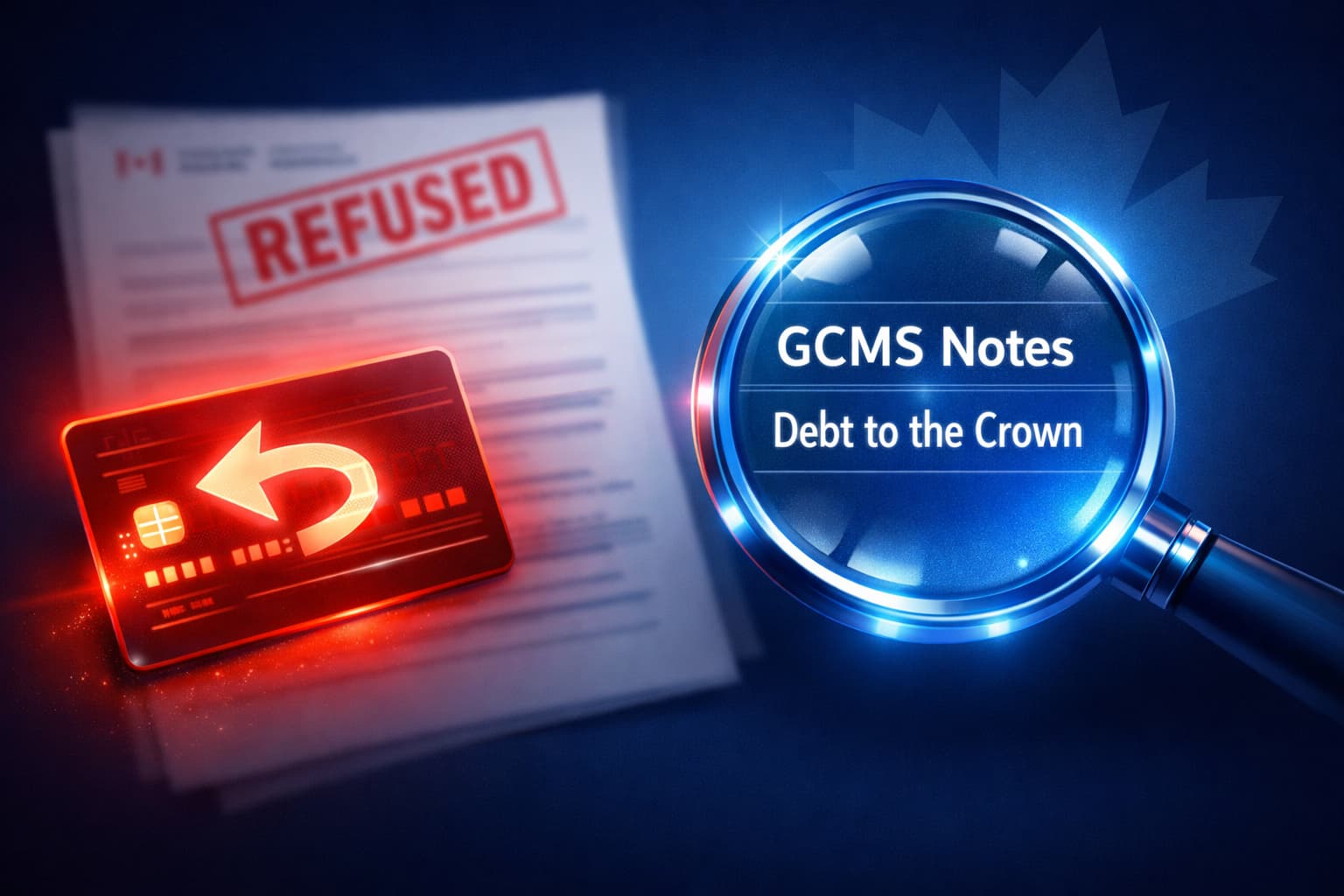 IRCC debt to the crown application refusal and GCMS notes