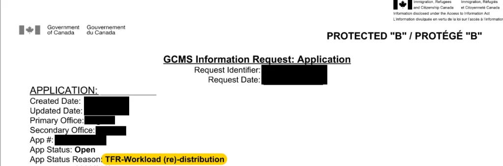 GCMS example of file transfer due to workload redistribution.