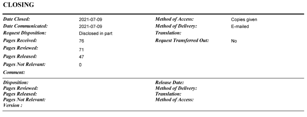 Case Mgmt. Report - Closing section